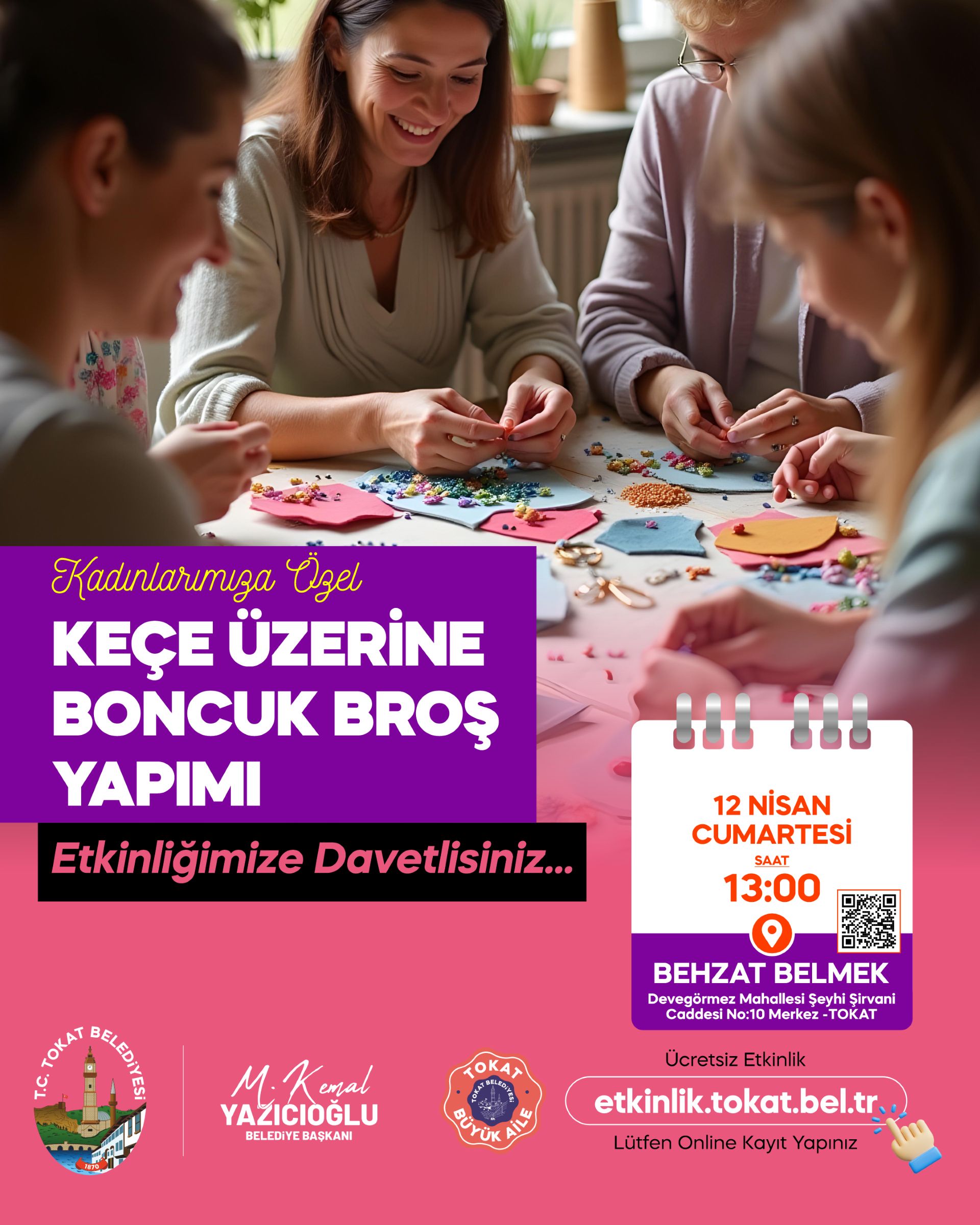 Keçe Üzerine Boncuk Broş Yapımı